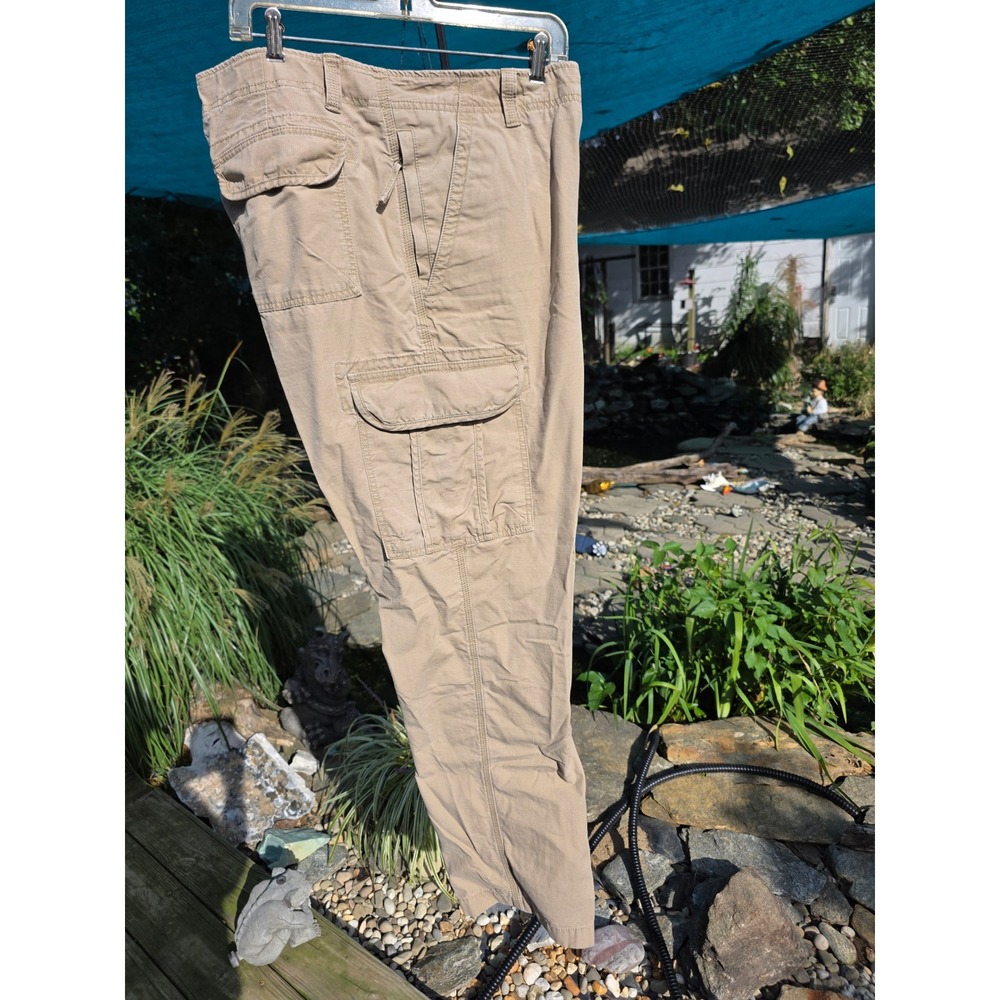 LL Bean Natural Fit Cargo Pants Mens 38x34 Khaki Tan 100% Cotton 503739